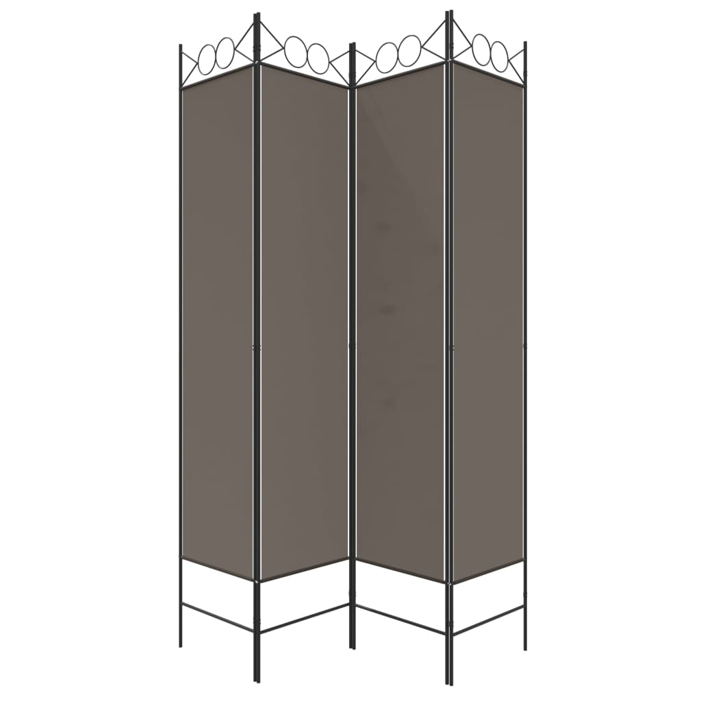 Divisorio a 4 Pannelli Antracite 160x200 cm Tessuto - homemem39