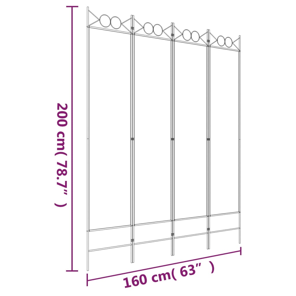 Divisorio a 4 Pannelli Antracite 160x200 cm Tessuto - homemem39