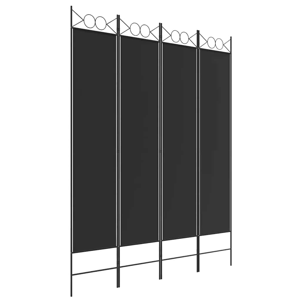 Divisorio a 4 Pannelli Nero 160x200 cm in Tessuto - homemem39