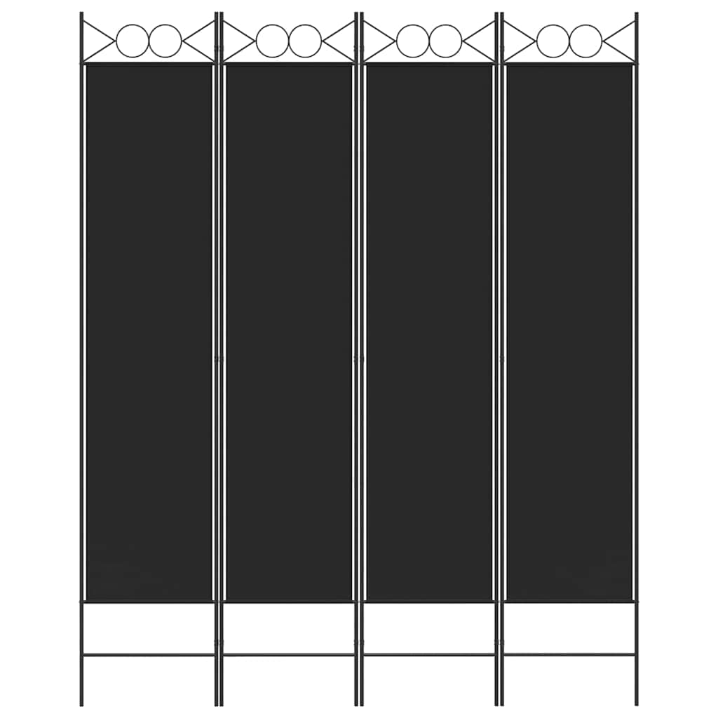 Divisorio a 4 Pannelli Nero 160x200 cm in Tessuto - homemem39