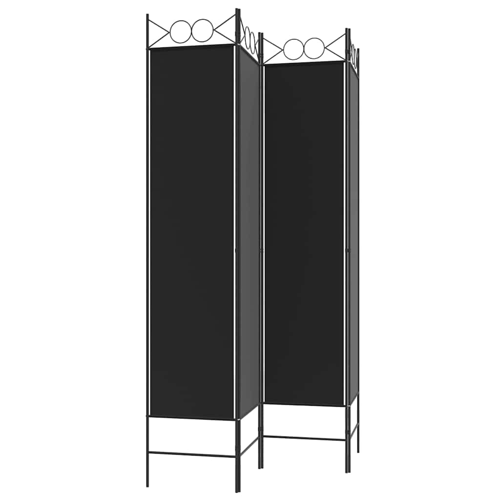 Divisorio a 4 Pannelli Nero 160x200 cm in Tessuto | homemem39