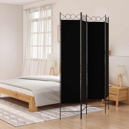 Divisorio a 4 Pannelli Nero 160x200 cm in Tessuto | homemem39