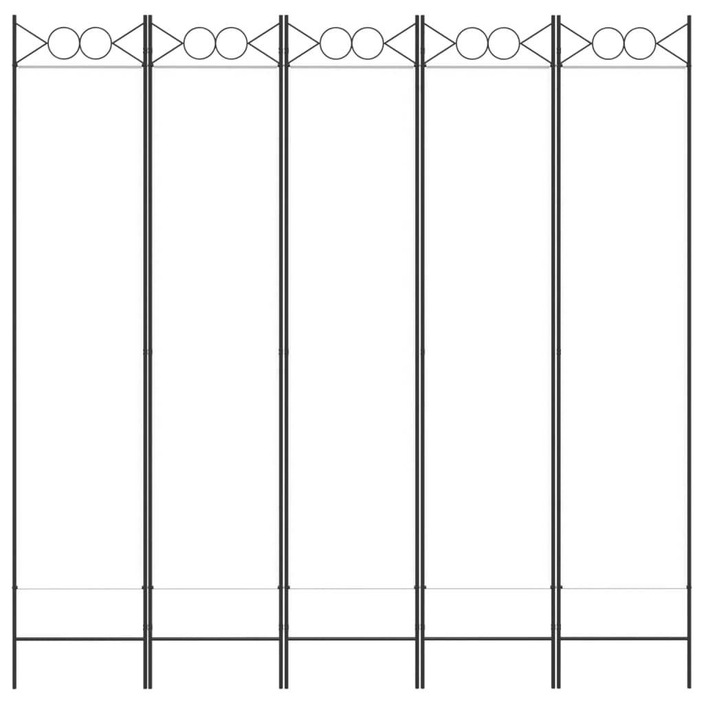 Divisorio a 5 Pannelli Bianco 200x200 cm Tessuto