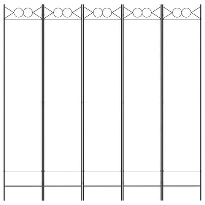 Divisorio a 5 Pannelli Bianco 200x200 cm Tessuto