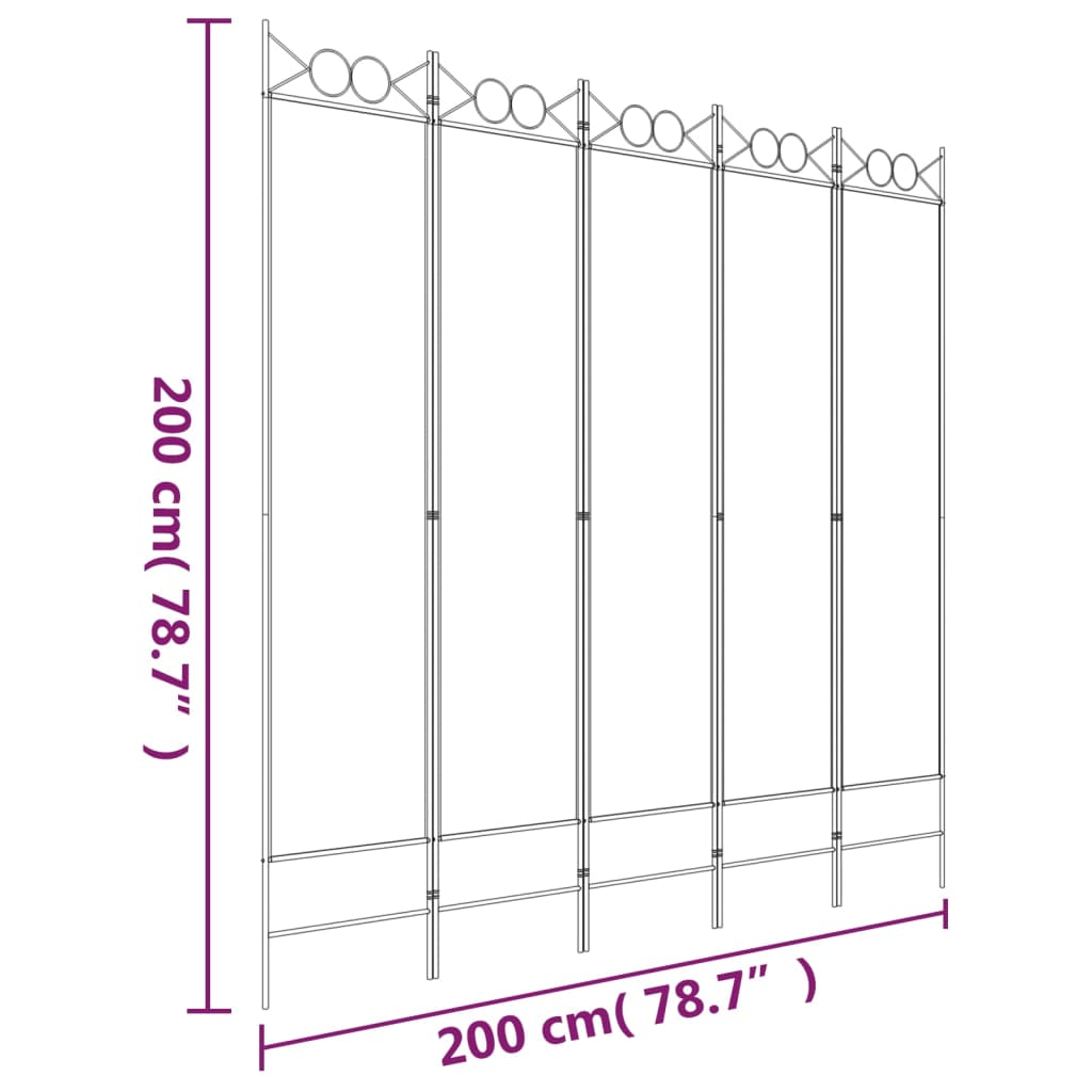 Divisorio a 5 Pannelli Bianco 200x200 cm Tessuto - homemem39