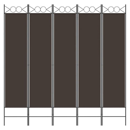 Divisorio a 5 Pannelli Marrone 200x200 cm in Tessuto