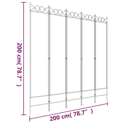 Divisorio a 5 Pannelli Marrone 200x200 cm in Tessuto