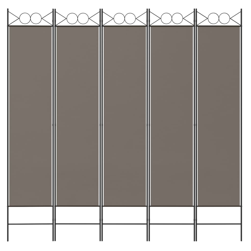 Divisorio a 5 Pannelli Antracite 200x200 cm Tessuto | homemem39