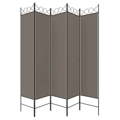 Divisorio a 5 Pannelli Antracite 200x200 cm Tessuto | homemem39