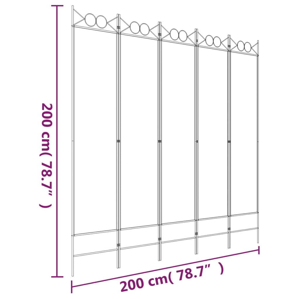 Divisorio a 5 Pannelli Antracite 200x200 cm Tessuto - homemem39