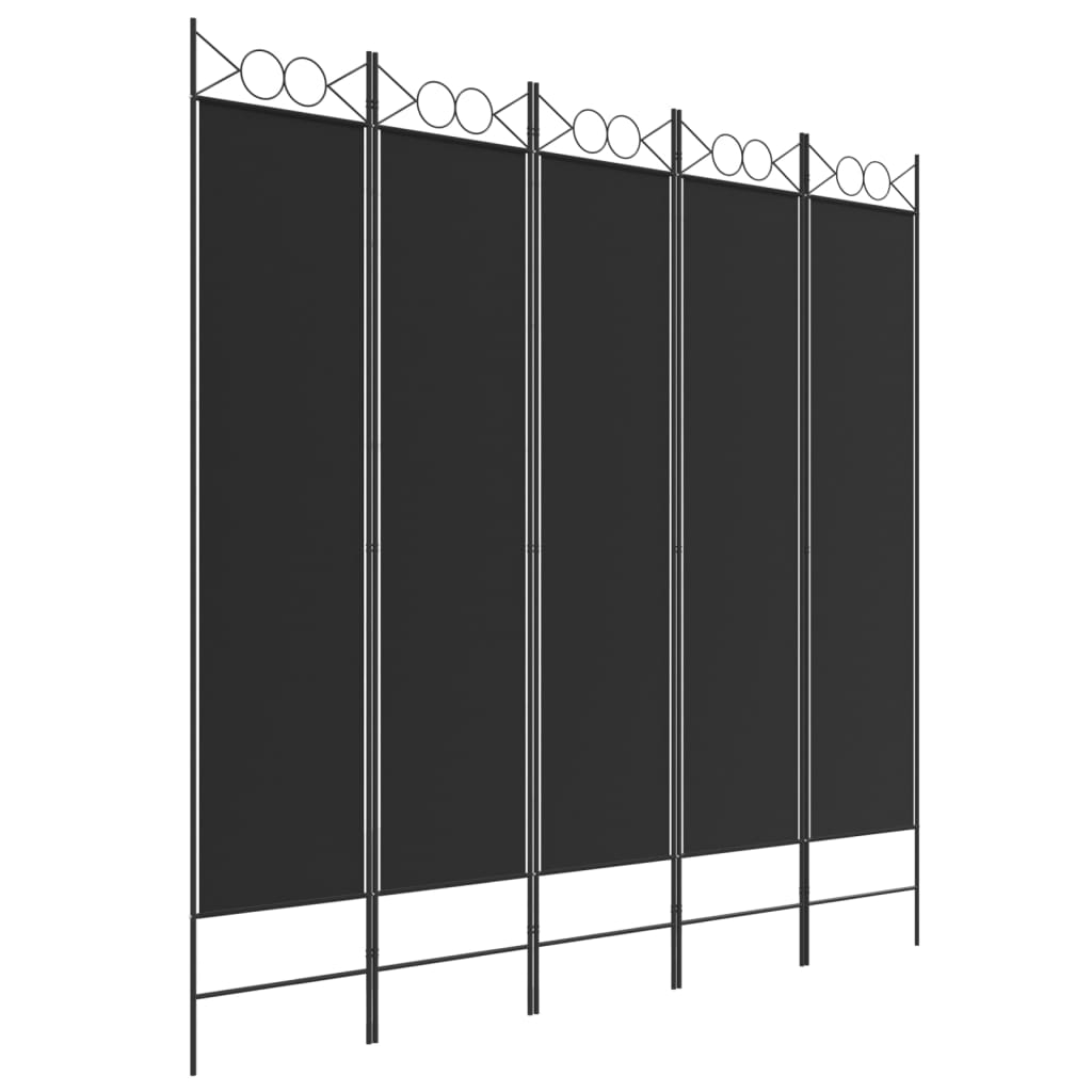 Divisorio 5 Pannelli Nero 200x200 cm Tessuto - homemem39