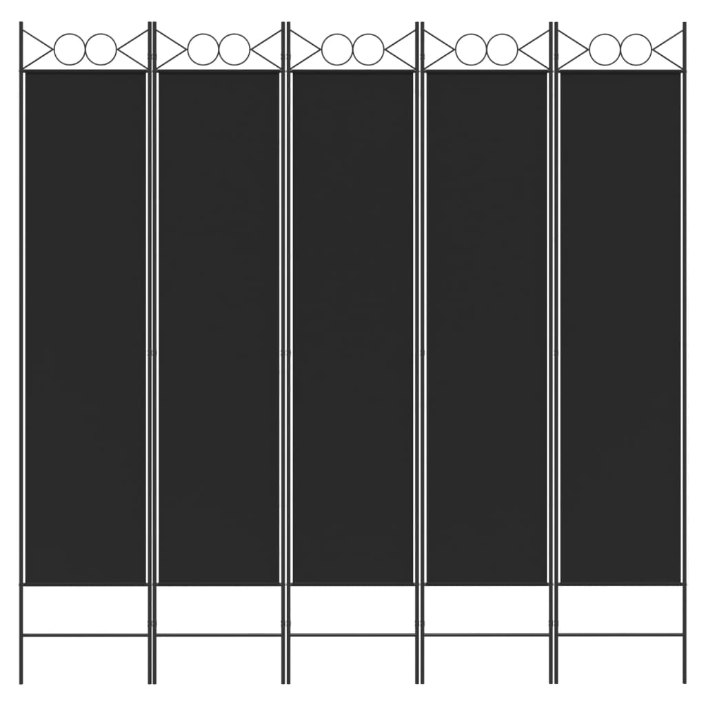 Divisorio 5 Pannelli Nero 200x200 cm Tessuto | homemem39