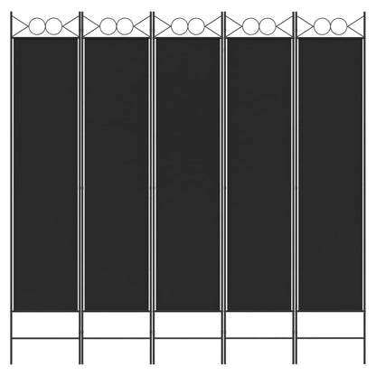 Divisorio 5 Pannelli Nero 200x200 cm Tessuto - homemem39
