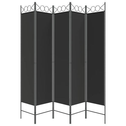 Divisorio 5 Pannelli Nero 200x200 cm Tessuto - homemem39