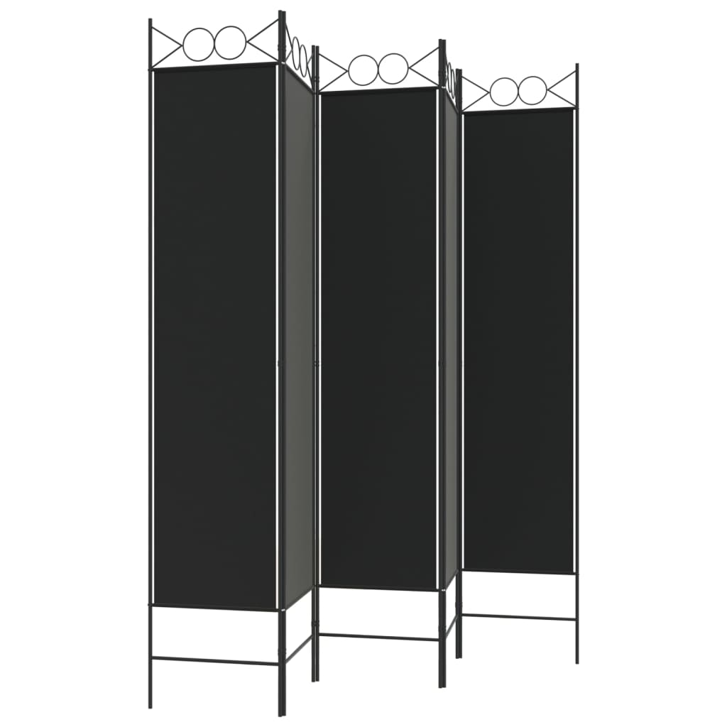 Divisorio 5 Pannelli Nero 200x200 cm Tessuto - homemem39