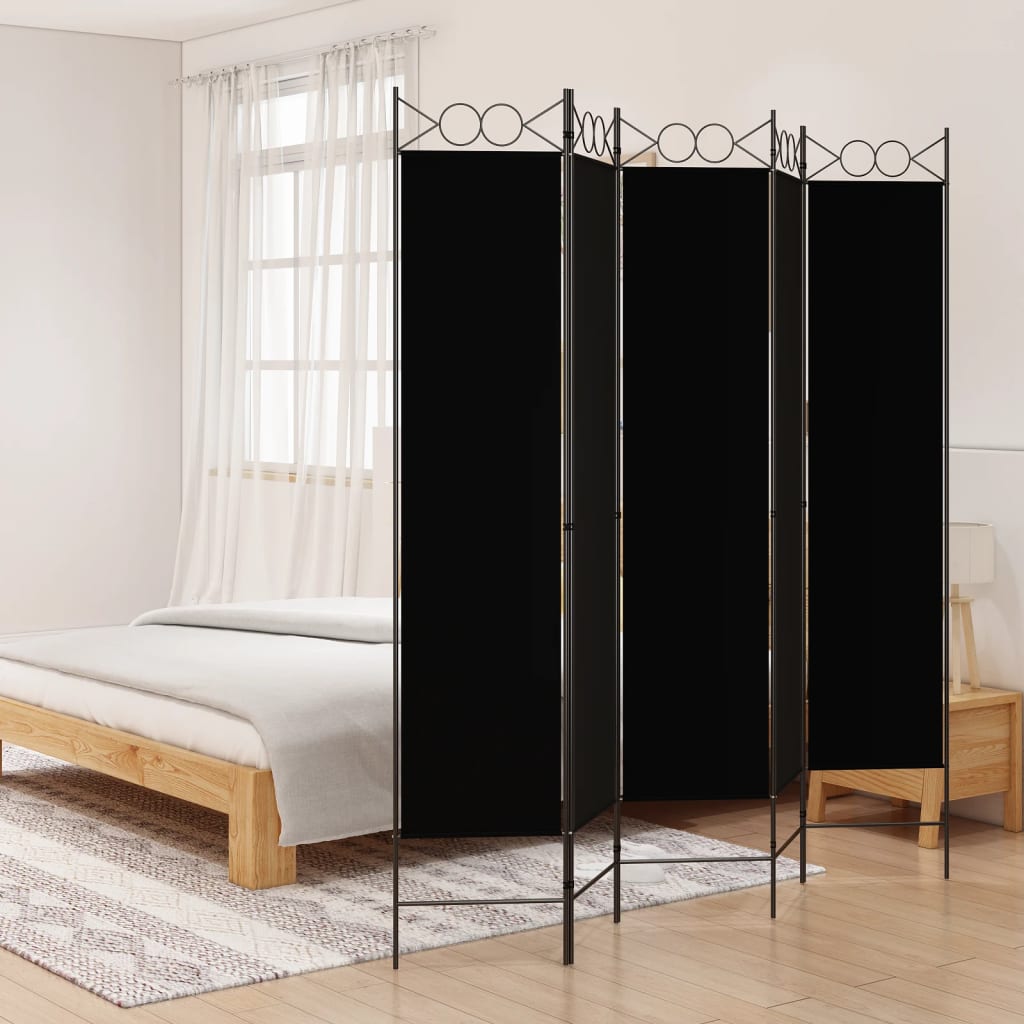 Divisorio 5 Pannelli Nero 200x200 cm Tessuto - homemem39
