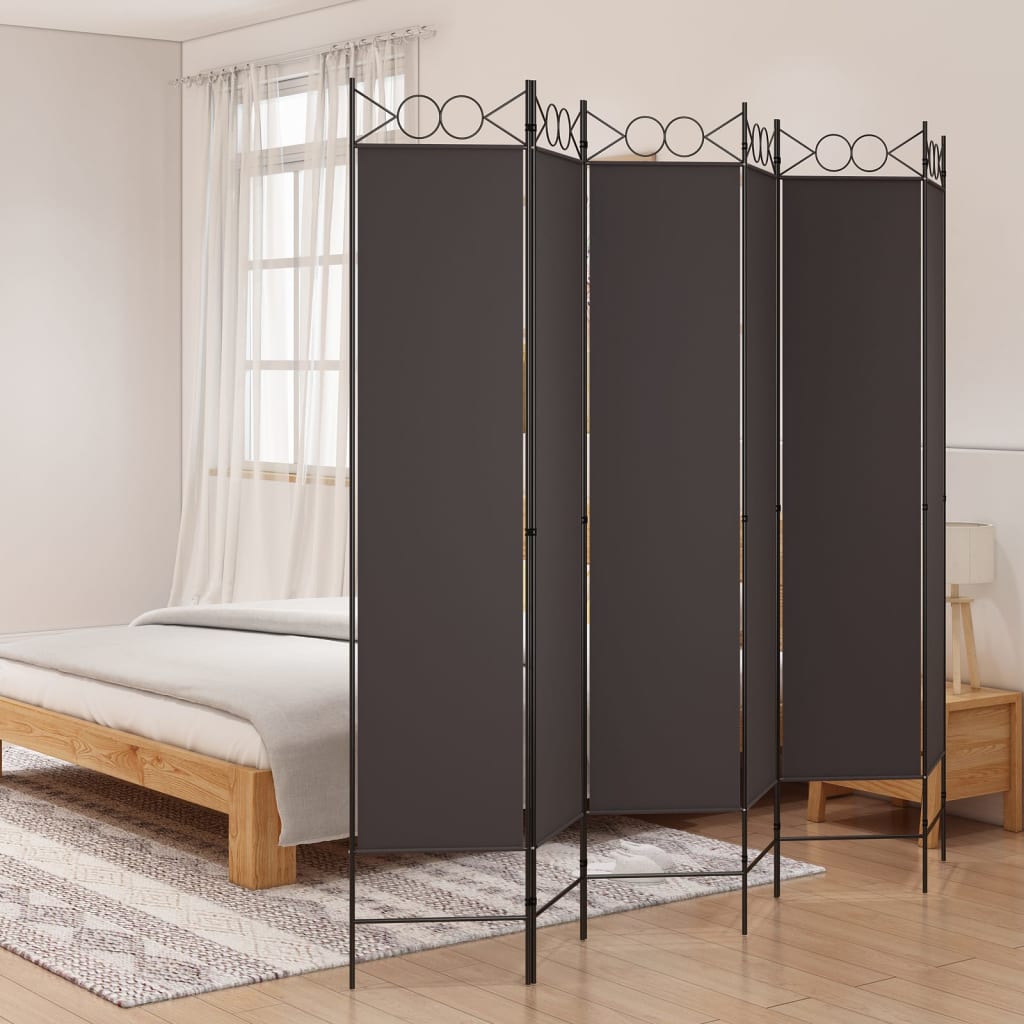 Divisorio a 6 Pannelli Marrone 240x200 cm in Tessuto | homemem39
