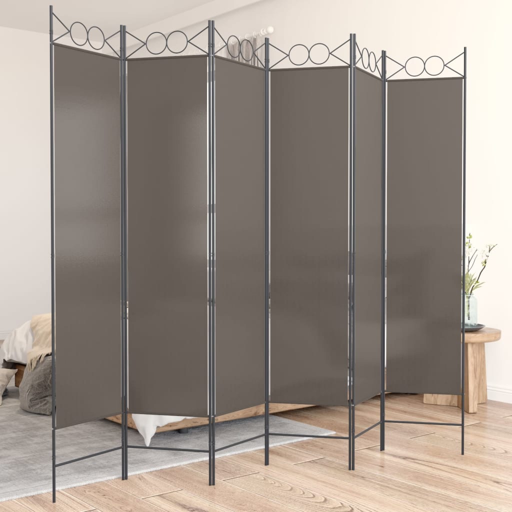 Divisorio a 6 Pannelli Antracite 240x200 cm Tessuto - homemem39
