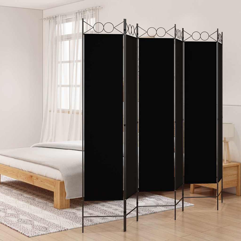 Divisorio a 6 Pannelli Nero 240x200 cm in Tessuto - homemem39