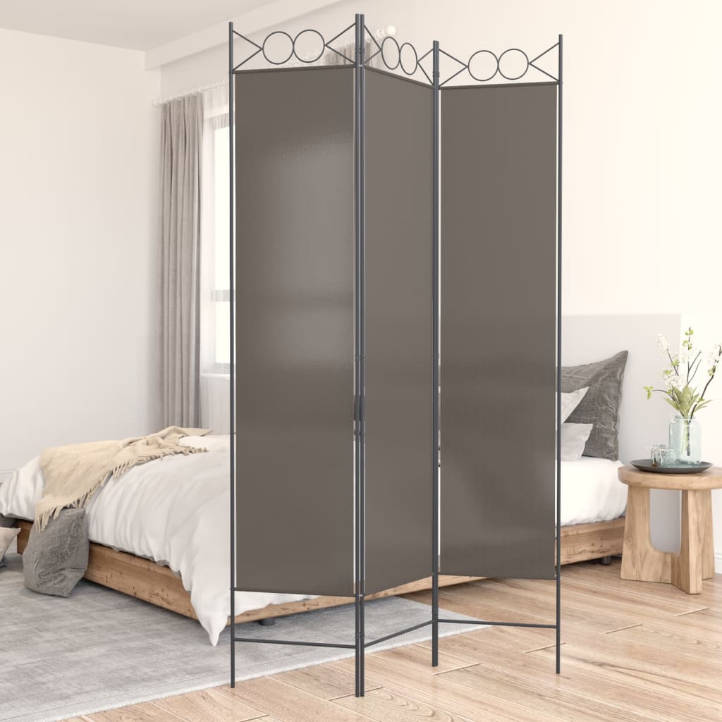 Divisorio a 3 Pannelli Antracite 120x220 cm in Tessuto - homemem39