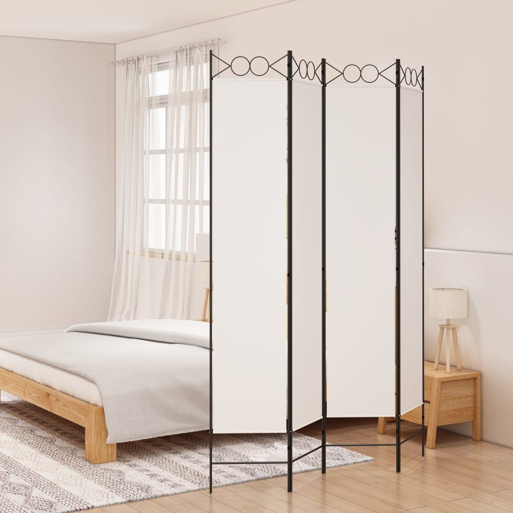 Divisorio a 4 Pannelli Bianco 160x220 cm Tessuto - homemem39