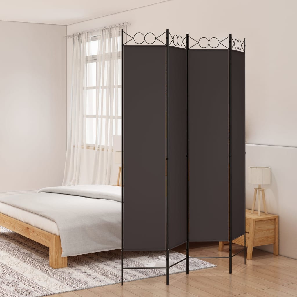 Divisorio a 4 Pannelli Marrone 160x220 cm in Tessuto | homemem39