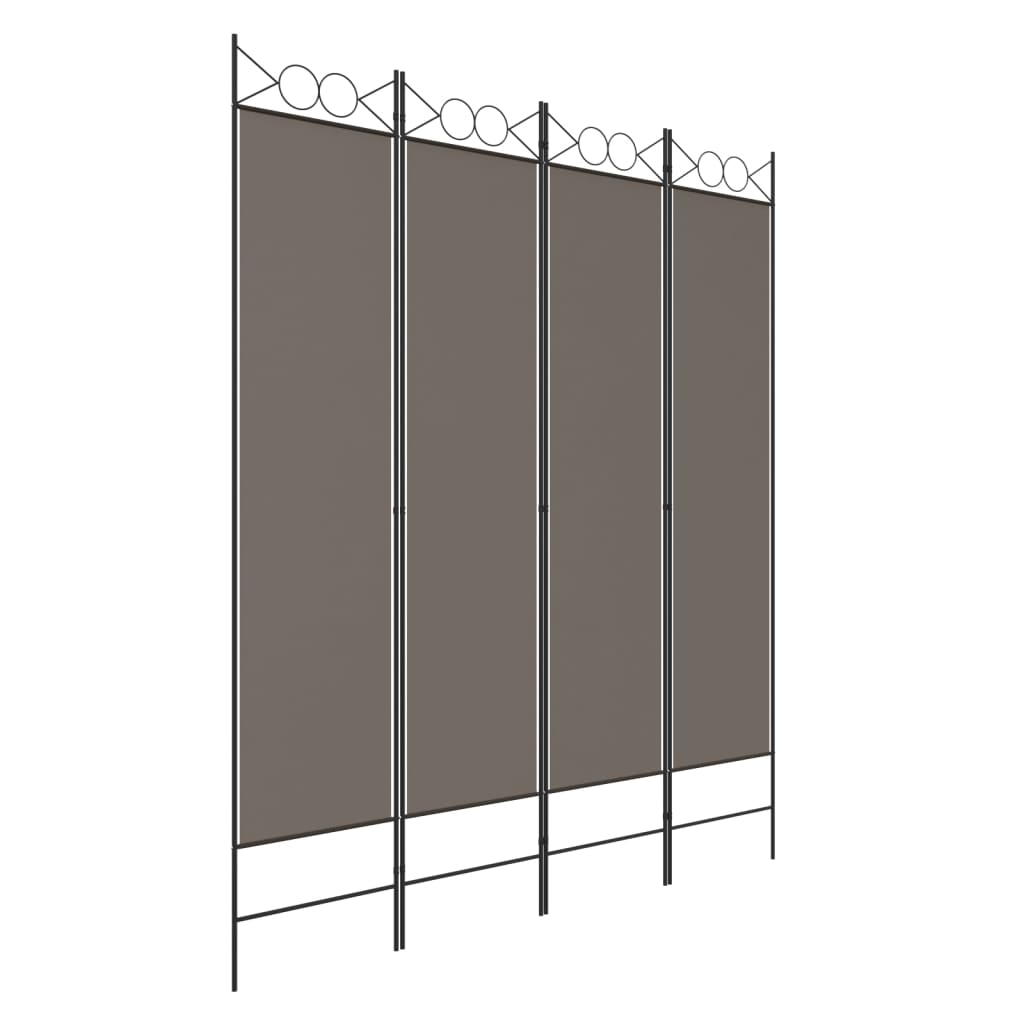 Divisorio a 4 Pannelli Antracite 160x220 cm Tessuto | homemem39