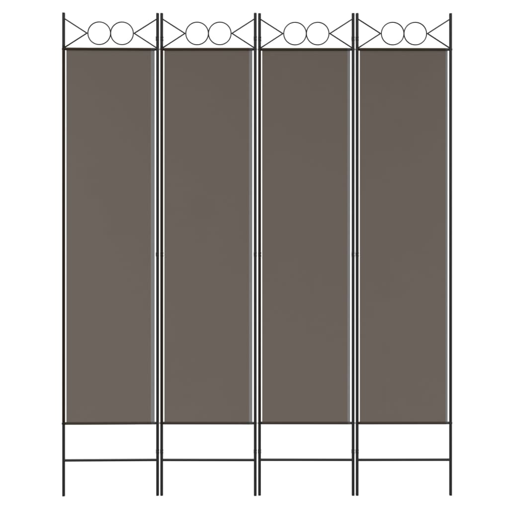 Divisorio a 4 Pannelli Antracite 160x220 cm Tessuto - homemem39