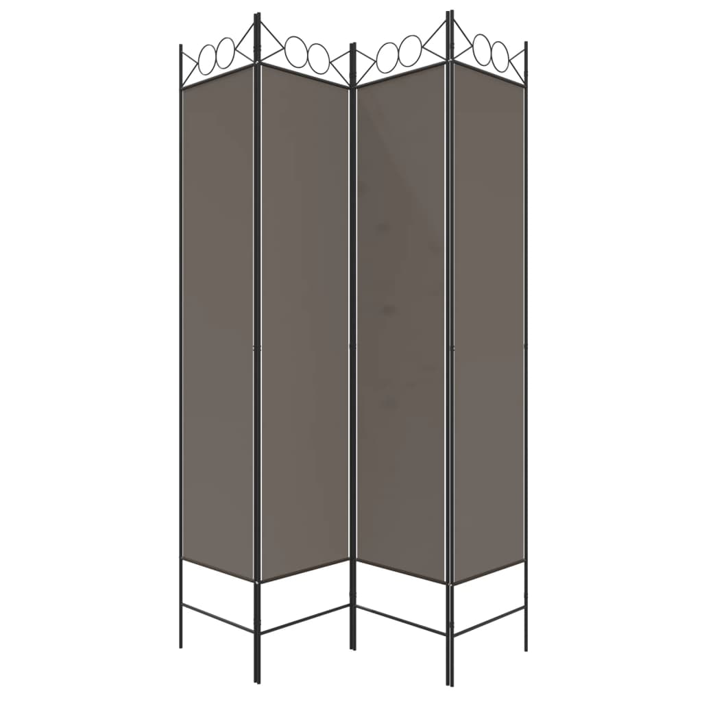 Divisorio a 4 Pannelli Antracite 160x220 cm Tessuto - homemem39