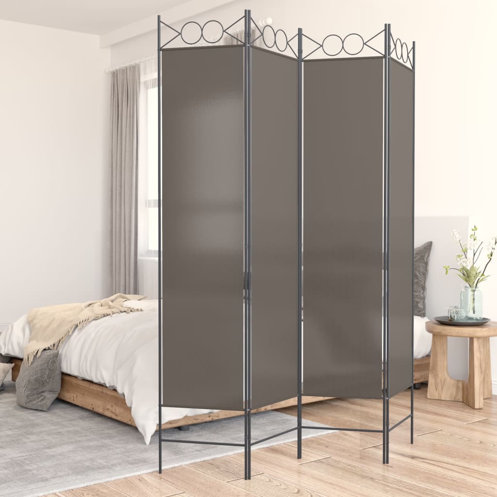 Divisorio a 4 Pannelli Antracite 160x220 cm Tessuto - homemem39
