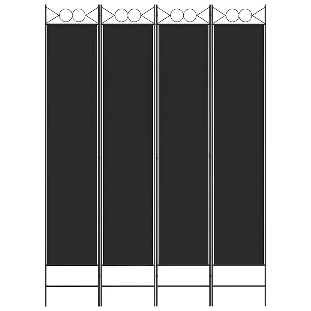 Divisorio a 4 Pannelli Nero 160x220 cm in Tessuto - homemem39