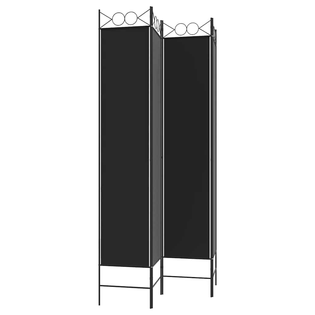 Divisorio a 4 Pannelli Nero 160x220 cm in Tessuto - homemem39