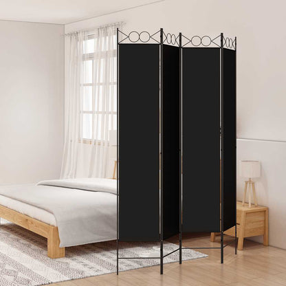 Divisorio a 4 Pannelli Nero 160x220 cm in Tessuto - homemem39