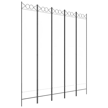 Divisorio a 5 Pannelli Bianco 200x220 cm Tessuto - homemem39