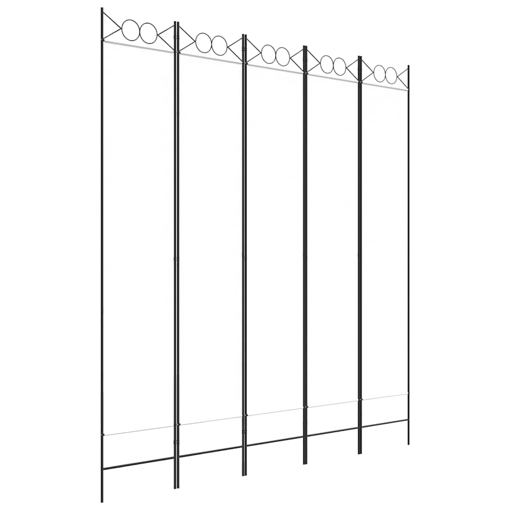 Divisorio a 5 Pannelli Bianco 200x220 cm Tessuto - homemem39