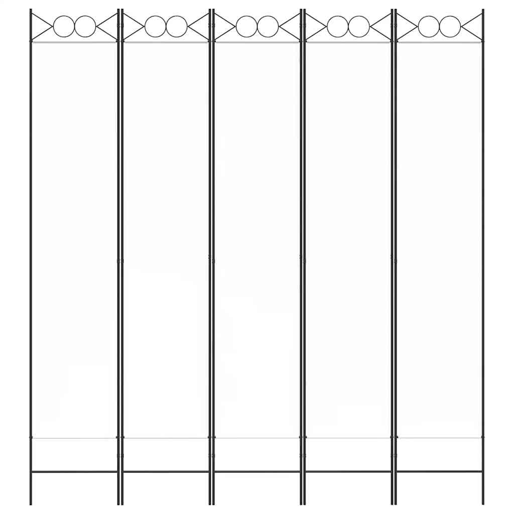 Divisorio a 5 Pannelli Bianco 200x220 cm Tessuto - homemem39