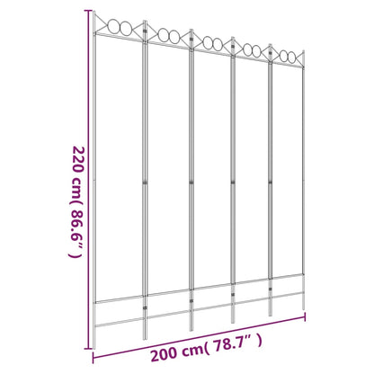 Divisorio a 5 Pannelli Bianco 200x220 cm Tessuto - homemem39