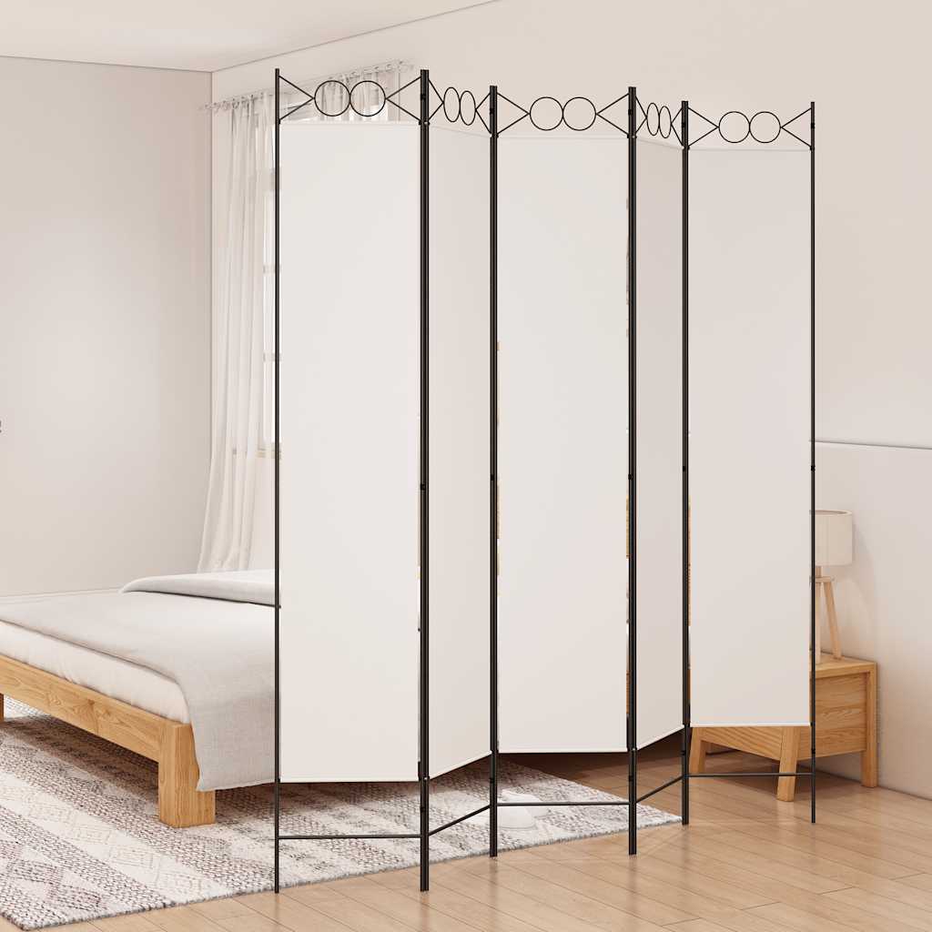 Divisorio a 5 Pannelli Bianco 200x220 cm Tessuto - homemem39