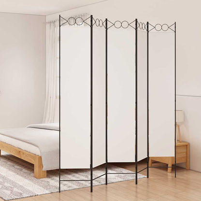 Divisorio a 5 Pannelli Bianco 200x220 cm Tessuto - homemem39