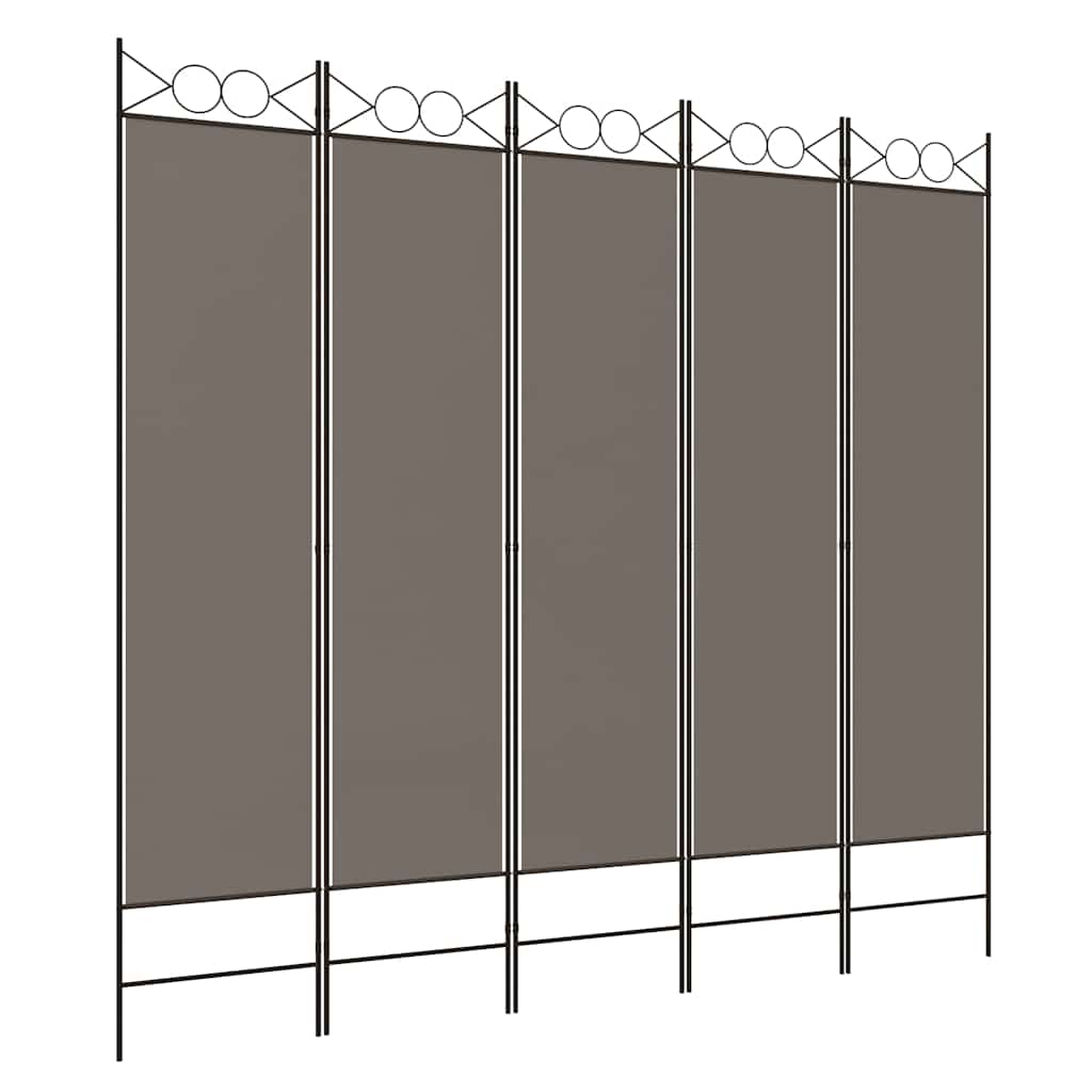 Divisorio a 5 Pannelli Antracite 200x220 cm Tessuto - homemem39