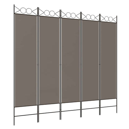 Divisorio a 5 Pannelli Antracite 200x220 cm Tessuto - homemem39
