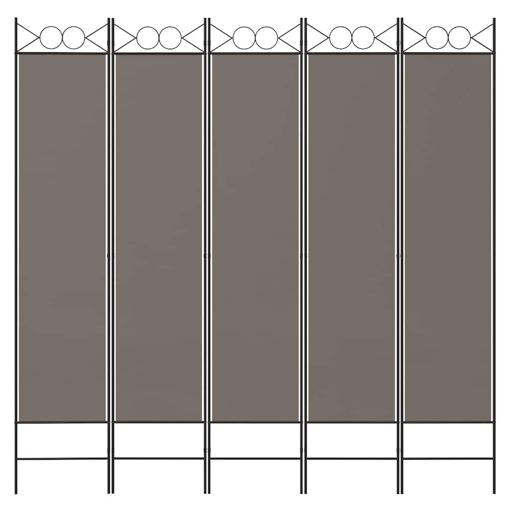 Divisorio a 5 Pannelli Antracite 200x220 cm Tessuto - homemem39