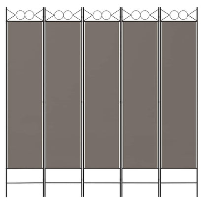Divisorio a 5 Pannelli Antracite 200x220 cm Tessuto - homemem39