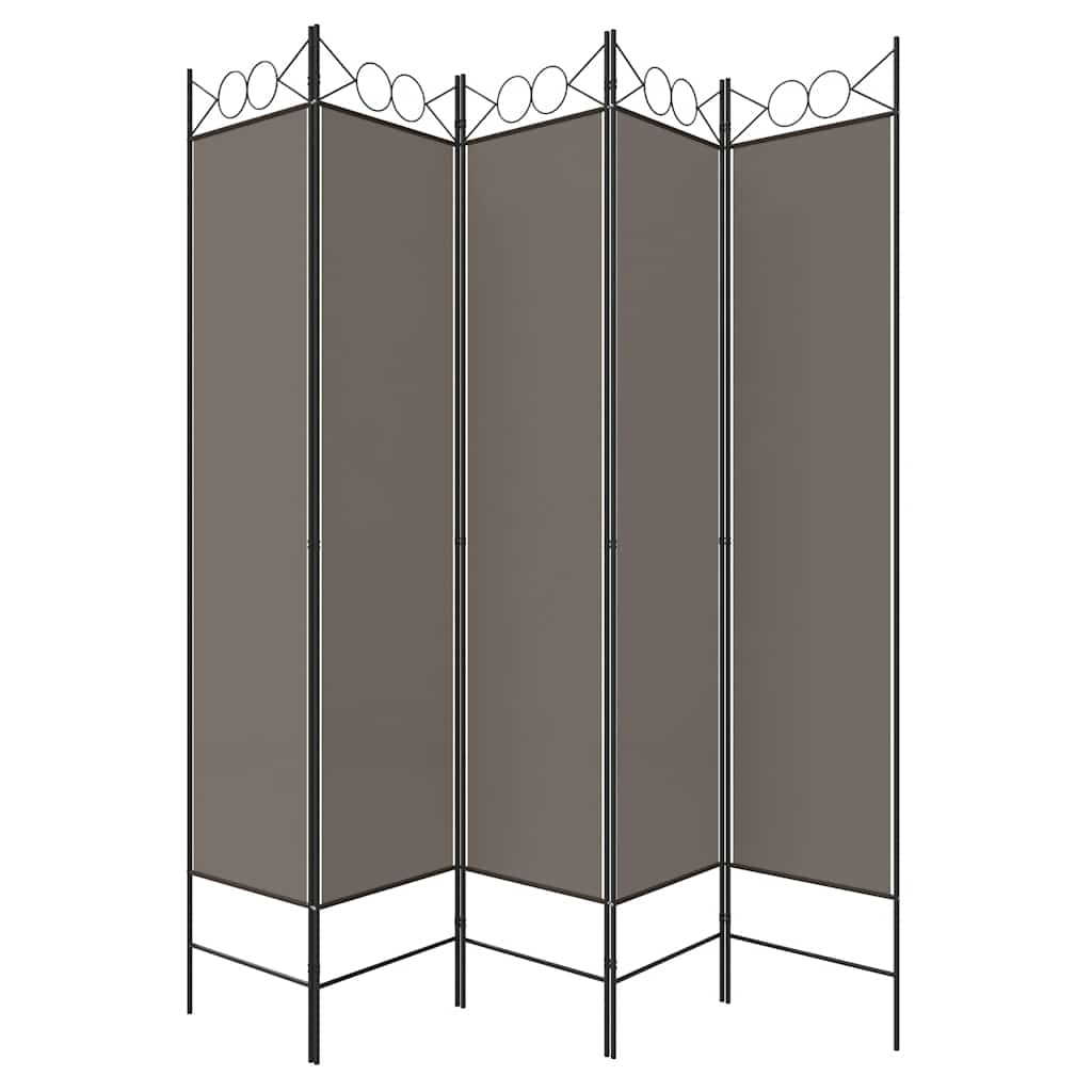 Divisorio a 5 Pannelli Antracite 200x220 cm Tessuto - homemem39