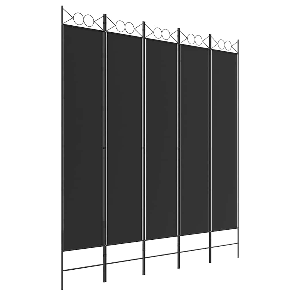 Divisorio 5 Pannelli Nero 200x220 cm Tessuto - homemem39