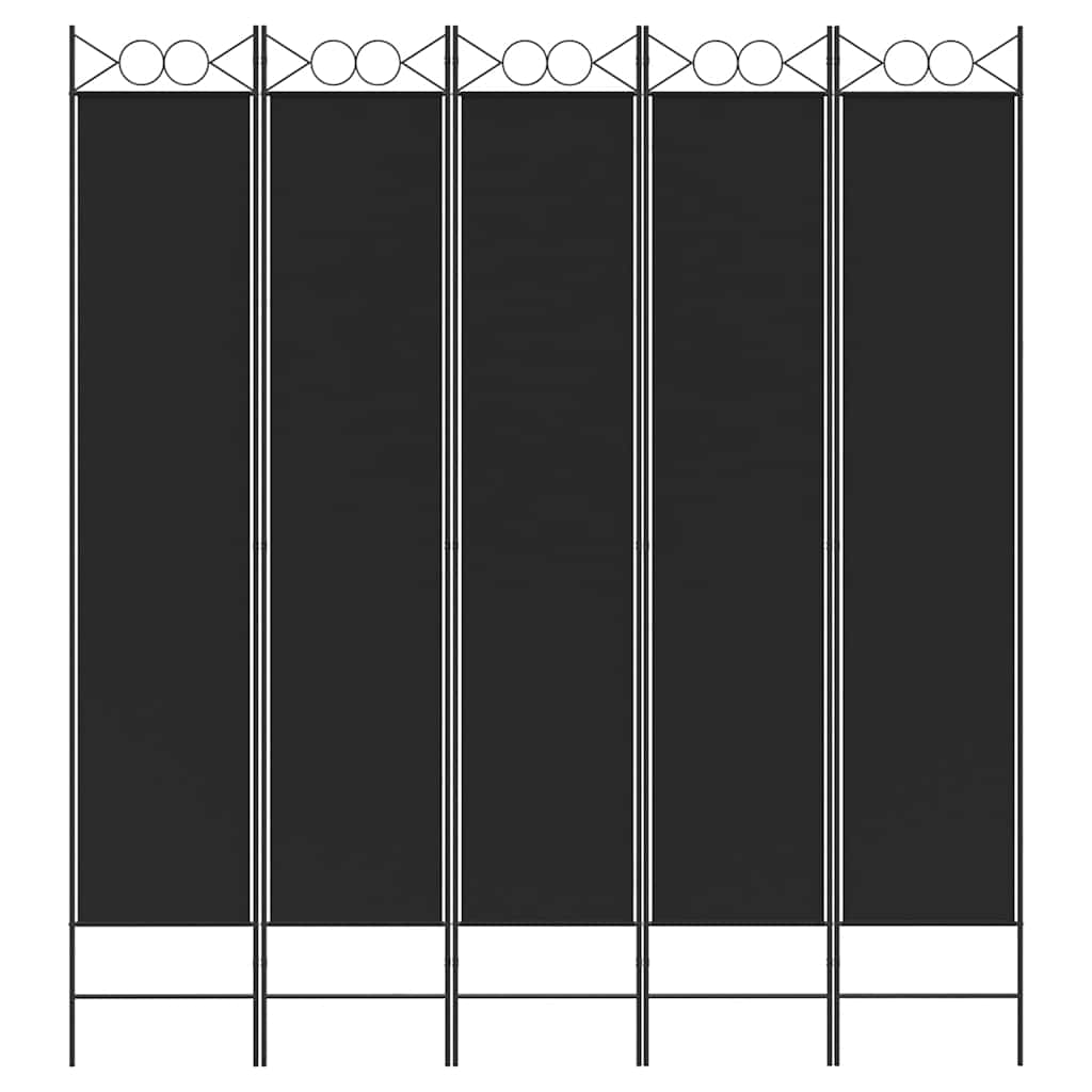 Divisorio 5 Pannelli Nero 200x220 cm Tessuto - homemem39