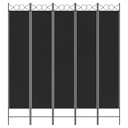 Divisorio 5 Pannelli Nero 200x220 cm Tessuto - homemem39