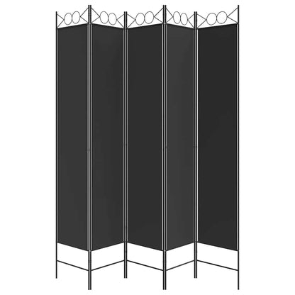 Divisorio 5 Pannelli Nero 200x220 cm Tessuto - homemem39