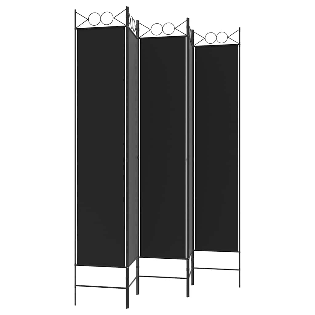 Divisorio 5 Pannelli Nero 200x220 cm Tessuto - homemem39