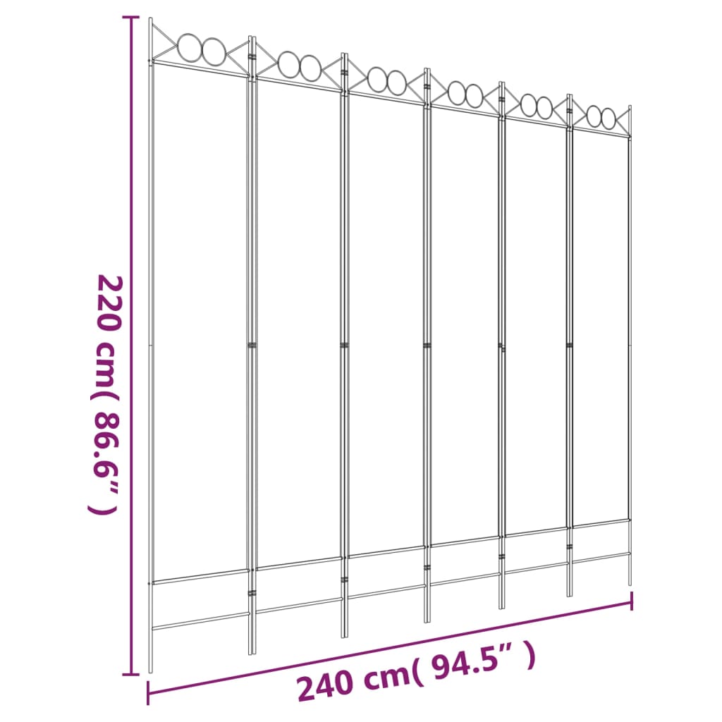 Divisorio a 6 Pannelli Bianco 240x200 cm Tessuto - homemem39